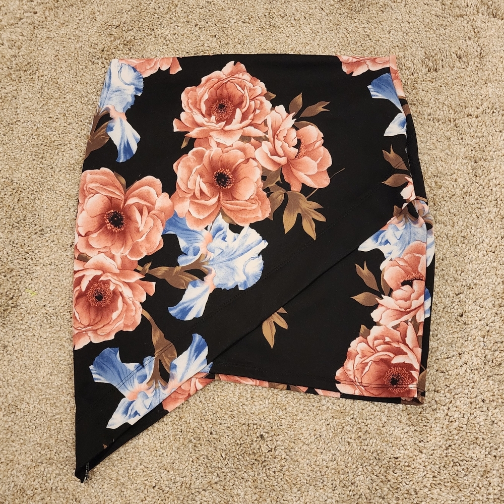 Black floral skirt